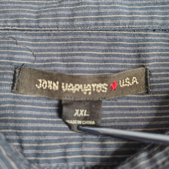 John Varvatos LS Shirt Size XXL Blue Striped Cotton Long Sleeve Button Down Mens - Picture 4 of 10